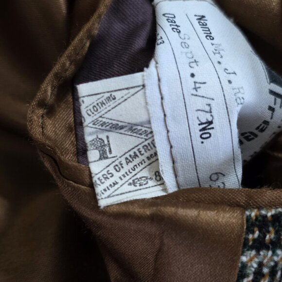 VTG Crombie Wool Coat 44 Glen Plaid LS Lined 1 Vent Buttons Union Made Classic - Picture 13 of 16